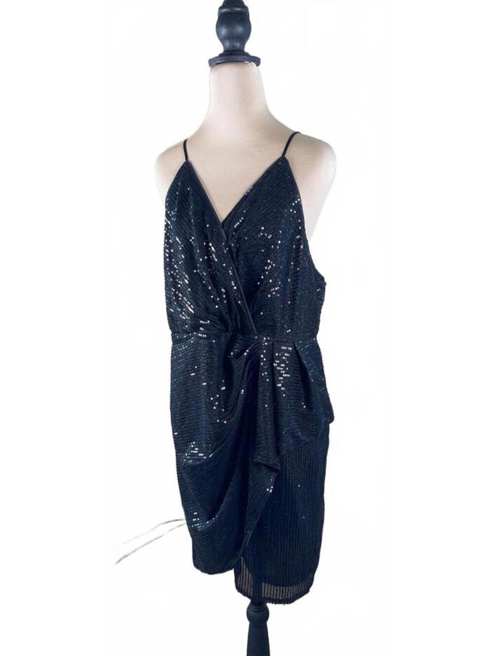 Double Crazy Black Sequin Dress 2XL-Little Black Dress Must Have for Date Night